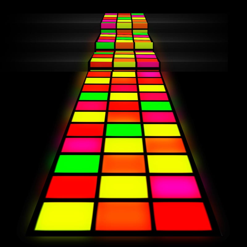 Haull 236 x 39 Inch Neon Light up Dance Floor Aisle Runner Glow in The Dark Blacklight Neon Party Decorations UV Reactive Fluorescent Runner for Holiday Party Favors(Rectangles) - Image 1